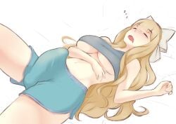 1futa balls bangs bare_thighs big_breasts big_penis blonde_hair breasts charlotte_(fire_emblem) closed_eyes clothed clothing drooling erection erection_under_clothes fire_emblem fire_emblem_fates fully_clothed futa_focus futa_only futanari human light-skinned_futanari light_skin long_hair medium_breasts nintendo on_back open_mouth pale_skin penis ryumi-gin saliva saliva_trail shorts sleeping tank_top thighs underboob very_long_hair