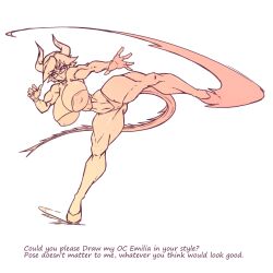 1girls 2021 cleavage dragon female female_only glasses horns huge_breasts kicking monochrome movement_lines muscular muscular_female n647 nipple_bulge original original_character request sketch solo standing_on_one_leg tail thick_thighs thin_waist voluptuous