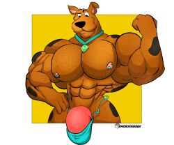 absurd_res anthro big_(disambiguation) bulge canid canine canis clothing domestic_dog hanna-barbera hi_res hyper male male_only mammal monstadog muscular nipple_piercing nipples piercing scooby-doo scooby-doo_(character) solo thong underwear