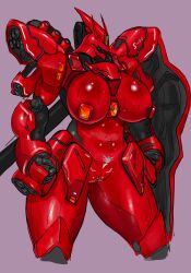 1girls big_breasts char's_counterattack cowboy_shot cyclops female gundam huge_breasts humanoid im51nn5 large_breasts living_machine mecha milf mobile_suit msn-04_sazabi pussy red_skin robot robot_girl solo thick_thighs zeon