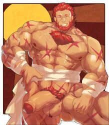 balls bara beard big_balls big_penis boner erection facial_hair fate/zero fate_(series) gay hairy iskandar_(fate) lionbkp male male_only muscles muscular nude penis red_hair rider solo solo_male