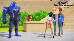 accurate_art_style adrien_agreste alya_cesaire ass exhibitionism ferjuasi from_behind large_ass marinette_cheng marinette_dupain-cheng miraculous_ladybug naked_footwear nino_lahiffe outdoors public public_nudity pussy