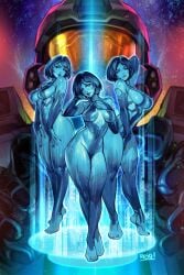 1boy 2d 3girls artificial_intelligence breasts clones cortana feet group halo_(series) lips looking_at_viewer male_spartan_(halo) master_chief multiple_girls naked nude reiq spartan_(halo) spartan_ii_(halo) toes