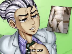 1girls 2022 big_breasts david_(michelangelo) detnox diamond_is_unbreakable english english_text female fine_art jojo's_bizarre_adventure kosaku_kawajiri meme michelangelo photo_(medium) public_domain rule_63 seductive statue_of_david straight_hair yoshikage_kira