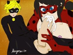 adrien_agreste cat_noir cum fellatio huge_cock ladybug_(character) male marinette_cheng marinette_dupain-cheng mayasorita miraculous_ladybug penis tagme