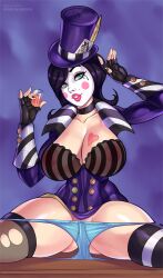 1girls ange1witch big_breasts borderlands borderlands_2 breasts bust busty cleavage corset curvy female gearbox_software hourglass_figure huge_breasts human large_breasts legs lips looking_at_viewer mad_moxxi makeup nipples thighs voluptuous