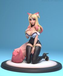 1girls 3d 3d_model ahri animal_ears artstation ass big_breasts blonde_hair breasts bursting_breasts busty chengyouliu cleavage ear female fox_ears fox_girl high_heels hips hourglass_figure human k/da_all_out_ahri k/da_all_out_series k/da_series large_breasts league_of_legends legs light-skinned_female light_skin lips multicolored_hair pink_hair shiny shiny_skin tail thick_legs thick_thighs thighs voluptuous whisker_markings wide_hips