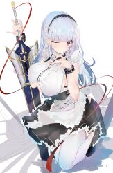 azur_lane clearwater6429 clothed dido_(azur_lane) large_breasts maid underboob white_legwear