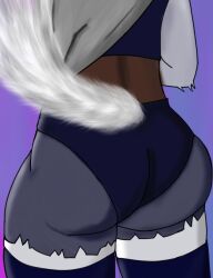 anthro canid canid_demon canine clothing female fur furry helluva_boss legwear loona_(helluva_boss) solo solo_female thick_thighs torn_clothes white_fur wide_hips wold