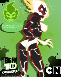 1girls alien alien_girl anthro ass ben_10 ben_10_omniverse ben_tennyson big_breasts breasts butt female female_ben female_only fire_hair genderswap heatblast humanoid naut_mikro nipples pyronite round_ass round_butt rule_63 sharp_claws solo solo_female text