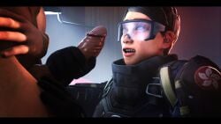 1boy 1girls akatomasu asian clothed faceless_male fully_clothed glove gloved_handjob gloves goggles handjob happy hi_res highres interracial light-skinned_female light_skin military military_uniform open_mouth penis pleasured rainbow_six rainbow_six_siege short_hair soldier source_filmmaker ying_(rainbow_six)