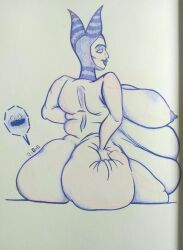 afraart ass ass_dough bbw belly big_ass big_belly big_butt breasts deep_skin digestion disney disney_villains fat maleficent nipples non-canonical_size overweight post_vore sleeping_beauty_(1959_film) ssbbw traditional_media_(artwork) vore weight_gain