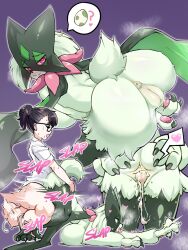 1futa 1girls after_sex after_vaginal all_fours anthro anus ass balls black_hair body_fur bottomless breasts claws closed_mouth clothed clothing cum cum_in_pussy duo female from_behind furry furry_with_non-furry futa_on_female futa_with_female futanari hair highres huge_balls human human_on_anthro ihcaris impregnation_request interspecies juliana_(pokemon) large_breasts meowscarada motion_lines multiple_girls multiple_views partially_clothed pink_eyes pokémon_(species) pokemon pokemon_(game) pokemon_sv ponytail pussy sex sex_from_behind short_hair sirachi smile tail testicles top-down_bottom-up uncensored vaginal_penetration