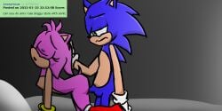 1boy 1girls amy_rose ass blue_fur dark_room doggy_style furry_only green_eyes jakee patting_head pink_fur request rule_34_comment sega small_breasts sonic_(series) sonic_the_hedgehog