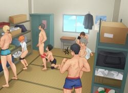 6+boys 7boys azumane_asahi camohouse changing_clothes changing_room gay haikyuu!! male male_only nishinoya_yuu prank pulling_underwear sawamura_daichi shoyo_hinata sugawara_koushi tanaka_ryuunosuke tsukishima_kei underwear yaoi