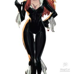 1girls black_cat_(cosplay) bodysuit catsuit cleavage female female_only human human_only leather_clothing light-skinned_female light_skin magicut marvel marvel_comics mary_jane_watson red_hair spider-man_(series) tagme unseen_female_face