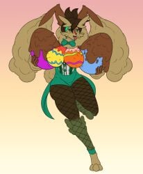 1girls 3_toes easter easter_eggs female female_only fishnet_legwear full_body furry furry_only galia_(lunarholt) green_eyes lunarholt no_humans rabbit_ears solo thick_thighs tongue tongue_out