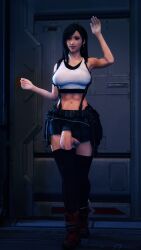 1futa 3d abs big_penis final_fantasy final_fantasy_vii final_fantasy_vii_remake fully_clothed futa_only futanari large_penis light-skinned_futanari medium_breasts penis_in_thighhighs salamandraninja standing thighhighs tifa_lockhart toned_futa veiny_penis waving