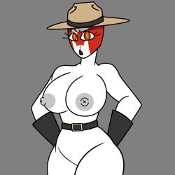 1girls belt big_breasts boobs breasts canada canada_(countryhumans) countryhumans countryhumans_girl nipples nude tagme