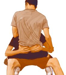 ass_grab gay gay_sex gym_shorts haikyuu!! kuroo_tetsurou male male_only sawamura_daichi sitting_on_lap yaoi