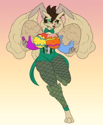 1girls 3_toes easter easter_eggs female female_only fishnet_legwear full_body furry furry_only galia_(lunarholt) green_eyes lunarholt no_humans rabbit_ears solo thick_thighs tongue tongue_out