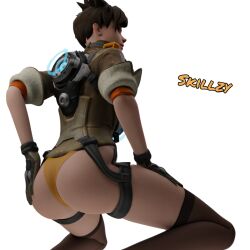 1girls 3d blender blender_(software) blizzard_entertainment bottomless female female_focus overwatch panties render skillzy solo tracer