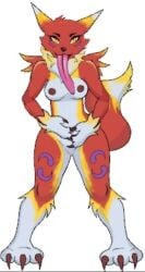 anthro bandai_namco canid canine digimon digimon_(species) female fox gaia_(jn1306) hyper hyper_tongue licking long_tongue mammal renamon solo tongue tongue_out