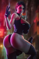 1futa 3d balls big_ass big_balls big_breasts big_penis breasts futa_only futanari huge_cock human jill_valentine jill_valentine_(sasha_zotova) latex latex_futa latex_gloves latex_meatus leather_clothing light-skinned_female light-skinned_futanari light_skin pale_skin penis resident_evil resident_evil_3 resident_evil_3_remake solo stevencarson