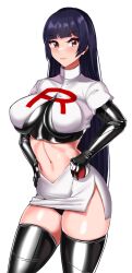 1girls big_breasts breasts corruption enemy_conversion eye_contact female fully_clothed long_hair looking_at_viewer nintendo pokemon pokemon_adventures red_eyes sabrina_(pokemon) sabrina_(pokemon_adventures) skirt standing team_rocket thick_thighs thighhighs thighs uniform volyz