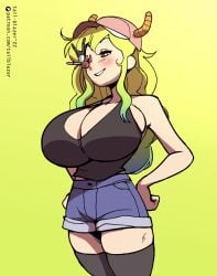 2d 2d_animation animated bouncing_breasts bouncing_on_breast breasts dragon_girl favorite giantess horns kobayashi kobayashi-san_chi_no_maidragon lucoa miss_kobayashi's_dragon_maid monster_girl quetzalcoatl_(dragon_maid) size_difference tail-blazer top_heavy