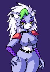 animatronic ass big_breasts breasts female female_only five_nights_at_freddy's five_nights_at_freddy's:_security_breach looking_away nipples nude pussy roxanne_wolf_(fnaf) solo solo_female thick_ass thick_thighs trickster_(artist) white_hair