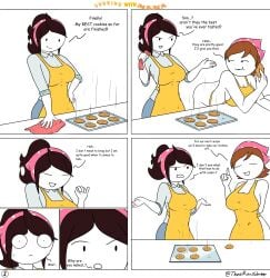 2020 2girls apron apron_only baking bandana casual_nudity clothing comic comic_page cookie cookies cooking_mama dialogue english_text female female_only fully_clothed headwear human jaiden jaiden_animations mama_(cooking_mama) mama_(cooking_mama)_(cosplay) mob_face multiple_girls nintendo outerwear page_1 page_number pale_skin signature text theeshrimp youtube