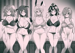 black_and_white female_only kaede_(mmkeyy) kasen_ibaraki koakuma reisen_udongein_inaba sanae_kochiya shameimaru_aya tagme touhou