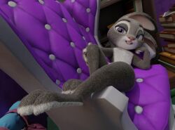 1girls 3d anthro barefoot disney female female_only fever-dreamer flat_chest furry judy_hopps looking_at_viewer nude open_mouth pinup rabbit solo teeth zootopia zootropolis