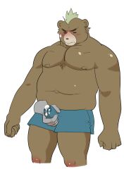 2019 absurd_res anthro ashigara belly black_nose blush bodily_fluids brown_body bulge closed_eyes clothed clothing cum cum_in_clothing cum_through_clothes cum_through_clothing erection erection_under_clothing genital_fluids handjob hi_res humanoid_hands kemono lifewonders male male_only mammal moobs nipples overweight overweight_male penile sex simple_background solo_focus tokyo_afterschool_summoners ujishiyo underwear ursid video_games wet wet_clothing white_background