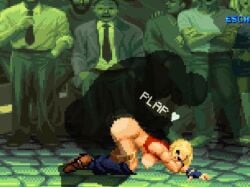 1boy animated areolae ass bent_over big_ass blonde_hair blue_mary bob_cut bouncing_ass bouncing_breasts breasts brian_battler brian_jmax bulldog_position defeated doggy_style face_down_ass_up fatal_fury female fingerless_gloves from_behind gettag hanging_breasts king_of_fighters m.u.g.e.n nipples pants_down pixel_art rape see-through sex sideboob snk straight