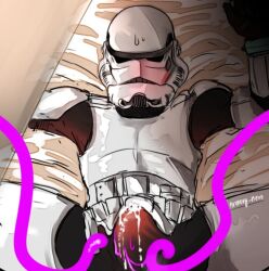 armor blush bulge cum gay male male_only masked solo stormtrooper tentacle white_armor