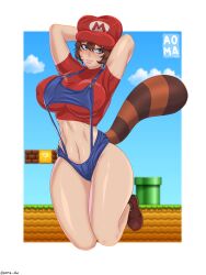 aoma genderswap_(mtf) mario mario_(series) new_super_mario_bros._2 nintendo raccoon_mario raccoon_tail rule_63