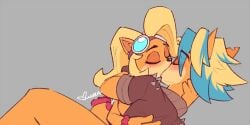 anthro blush breasts coco_bandicoot conniesky3 crash_(series) female/female fur furry kissing nipples nude pirate_tawna tawna_bandicoot tawna_bandicoot_(crash_4) yuri