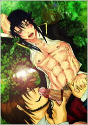 bound_penis dynasty_warriors gay lu_bu male oral tagme yaoi zhang_liao