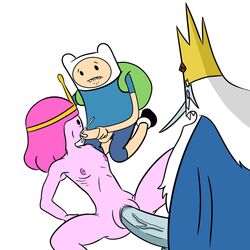 adventure_time backpack bag blonde_hair cartoon_network female finn_the_human human ice_king male pale_skin princess_bubblegum sickkitty young_princess_bubblegum