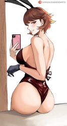 big_butt bunny_ears bunnysuit butt fat_ass large_butt looking_back megami_tensei nero_watch persona persona_3 phone smiling yukari_takeba