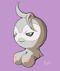 2013 breasts castform female hair_curl looking_at_viewer nipples pokemon