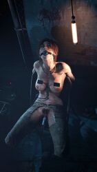 1girls 3d 3d_(artwork) ball_gag bondage breast_torture dirty electricity electrodes electrostimulation female female_only gag gagged genital_torture lara_croft lara_croft_(survivor) piercing pubic_hair rust8 solo source_filmmaker tomb_raider torture