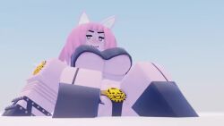 1girls 3d animated azoukl big_breasts catgirl cute diamond_is_unbreakable female jojo's_bizarre_adventure killer_queen loop nipples no_sound pink_eyes pink_skin roblox robloxian rule_63 stand_(jjba) straight tagme video