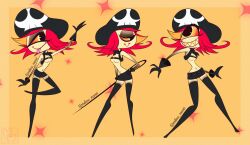 1girls breasts cyclops demon demon_girl female hazbin_hotel jakuzure_nonon jakuzure_nonon_(cosplay) kill_la_kill mellow_monet niffty nudist_beach_uniform one_eye red_hair sharp_teeth smile smooth_skin solo yellow_skin