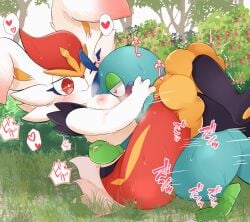 <3 <3_eyes 1boy 1girls absurd_res amphibian anthro areola blue_body blush breasts cinderace detailed_background drizzile duo ear_blush embrace face_on_breast female female_penetrated forest forest_background from_front_position fur furry heart hi_res hug lagomorph larger_female larger_penetrated leg_wrap leporid male male/female male_penetrating male_penetrating_female mammal motion_lines nature nature_background nintendo nipples one_eye_closed penetration pink_nipples plant pokémon_(species) pokemon prrrrrrmine scalie semi-anthro sex size_difference smaller_male tail text thick_thighs tree video_games white_body white_fur