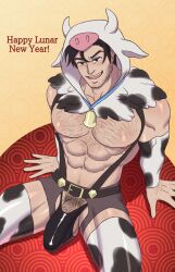 1boy abs balls bara beowulf_(skullgirls) big_balls big_penis boner bulge erection hairy khanosera lunar_new_year male male_only muscles muscular penis skullgirls solo solo_male spread_legs veiny_penis