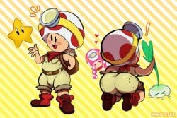 1boy ass bulge captain_toad captain_toad_treasure_tracker male_focus male_only mario_(series) mawile123 nintendo shortstack solo_male tight_clothing toad_(mario) toadette