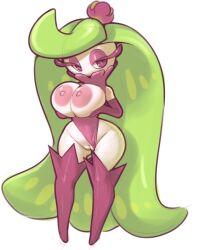 2022 artist_request big_breasts breasts clothed clothing female genitals hi_res huge_breasts humanoid igxxiii looking_at_viewer nintendo nipples pokémon_(species) pokemon pokemon_(species) pussy solo tsareena video_games